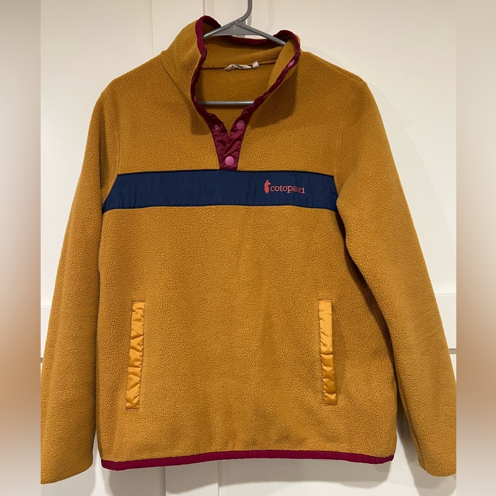 Cotopaxi Brown and Blue Zip Up Sweater